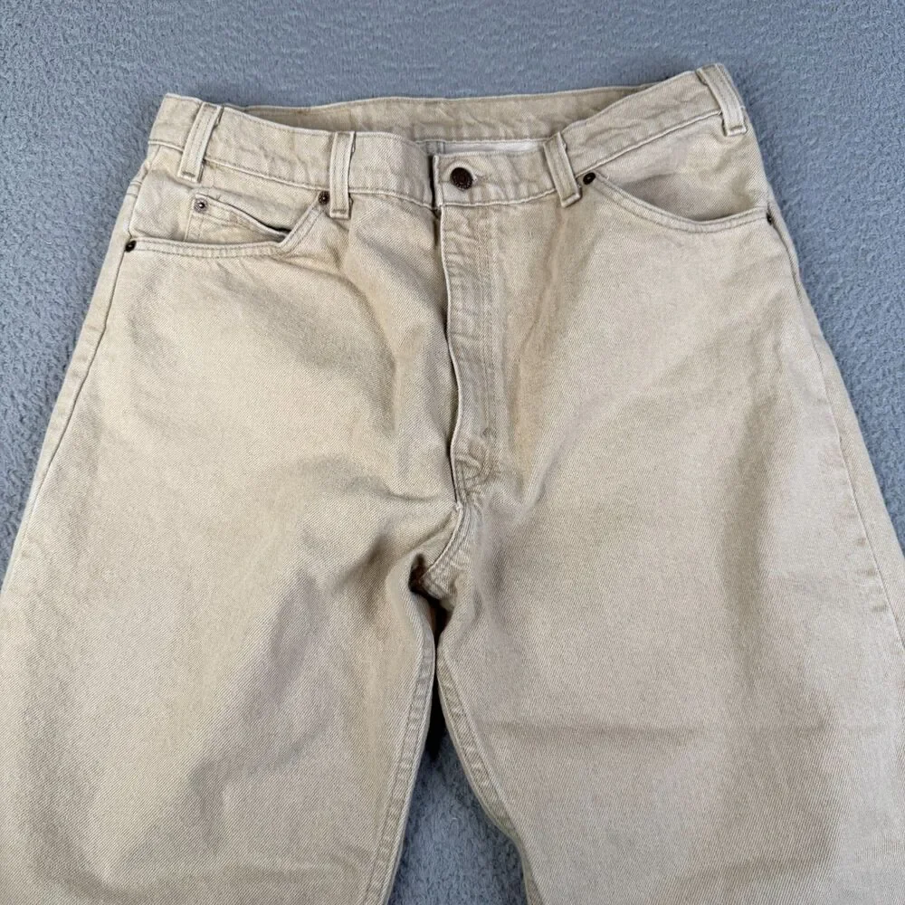 VINTAGE LEVI'S 550 Jeans Mens 38x34 Beige Orange Tab Made USA Pants Streetwear